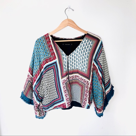 Zara Jackets & Blazers - (2/$20) Zara Printed Floral Zip-Up Kimono